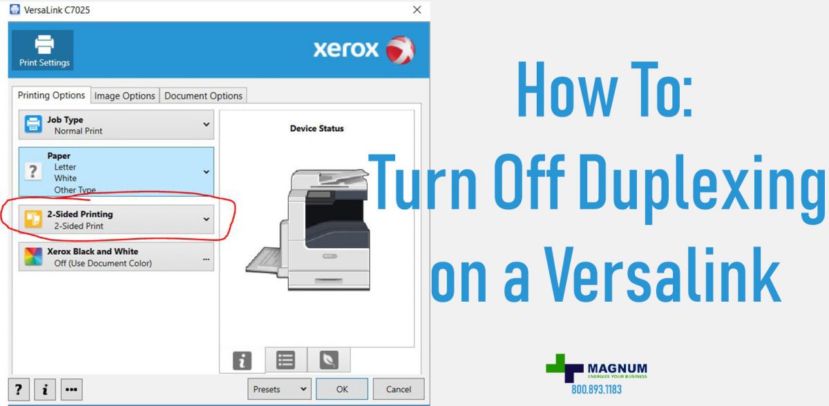 How to turn off Duplex on Versalink