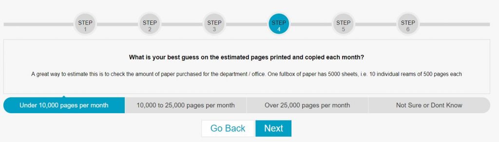 Help Select tool for leasing a copier - monthly page volume